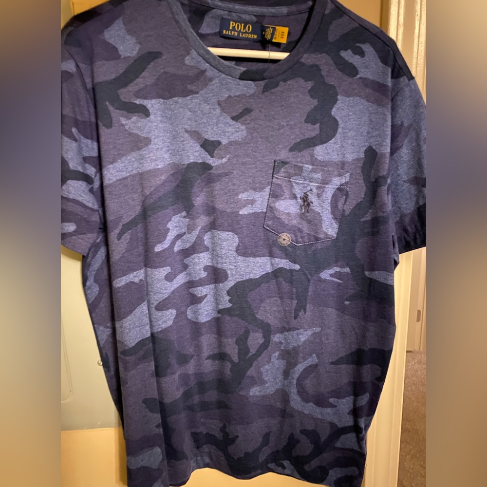 Blue camo polo